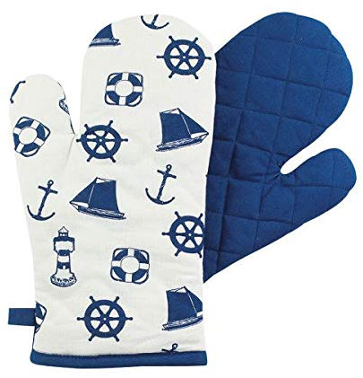 Sea-Club Ofenhandschuh Maritim Anker Steuerrad Rettungsring Leuchtturm Topfhandschuh Topflappen