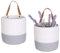 Kleiner Hängekorb, Baumwollseil, Wandkorb mit Griff, Hängekörbe, Regalkörbe, Aufbewahrungskorb, Schrank-Organizer, 15,2 x 17,6 cm, gewebter Pflanzkorb, weiß und grau, 2 Stück
