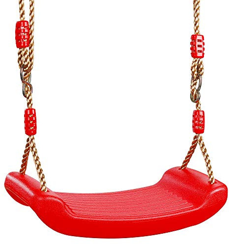 Columpio Asiento de Plástico Columpio Jardín Árbol Patio Columpio Infantil Niños Bebe con Cuerda Regulables Exterior Interior Rojo