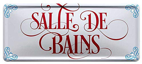 L.E.M.B. Hometrends Blechschild Deko Metall-Schild Fun Vintage Spruch 28cm x 12cm Salle de Bains
