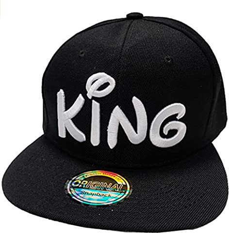 J26 Prince & Princess Brother & Sister Snapback Kinder Kids Set USA Cap Kappe Basecap Mütze Trucker Cappy Kult Partner Look Geschwister (King Schwarz)