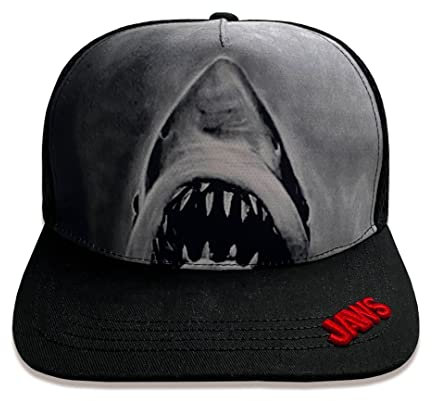 Heroes Inc. Herren Jaws-Sublimated Print Black Snapback Baseball Cap, Schwarz, Einheitsgröße