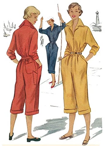 1950's Sewing Pattern, Babette Boiler Suit, Pedal Pushers, Jumpsuit - Multi Sized