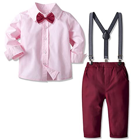 Nwada Toddler Boys Gentleman Costumes Enfants Robe Vêtements Outfit 4 pièces Jarretelles Pantalons Ensembles pour Tenue de Cérémonie de Bébé