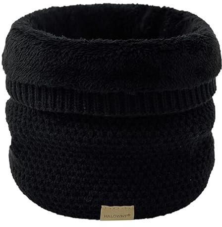 JFAN Schal kreuzgestrickter weich gefütterter doppellagiger warmer winddichter Winterschal(Schwarz,Einheitsgröße)
