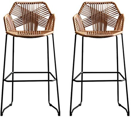 2er-Set Hochstuhl Höhe 25,9 Zoll, Wicker Barhocker Rattan Stühle Terrasse Barstuhl mit Armlehnen für Küche Café Bar Home Balkon Esszi