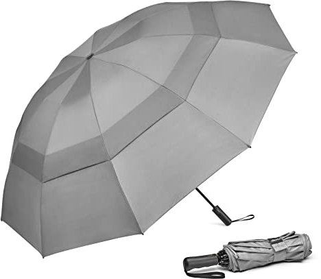 G4Free 62 Zoll Regenschirm Sturmfest Taschenregenschirm Großer Taschenschirm Klappschirm Doppelt Belüfteter Baldachin Automatisches Öffnen Starker Winddichter Wasserdichter