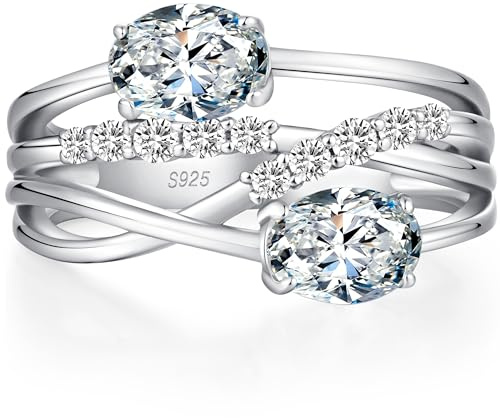 jiamiaoi Weißgold Ring Damen Ring 925 Silber Ringe Frauen Diamant Ring Hochzeitsring Verlobungsring Ehering für Braut Silber Ringe Damen 57 Zirkonia Ring Silber mit Stein