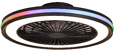 Ventilador de techo LED 60W GAMER 55.6×14.2cm Negro con Mando a distancia Luces RGB