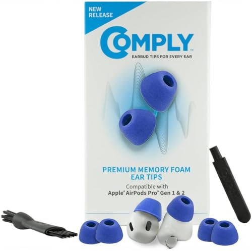 Comply Foam Ear Tips for Apple AirPods Pro, Small, Electric Blue, 3 Pairs - Ultimate Comfort, Unshakeable Fit, Memory Foam Earbud Tips