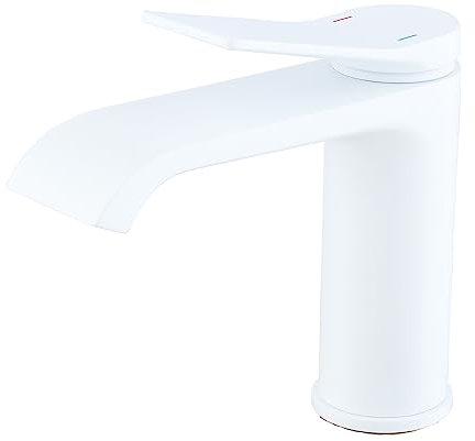 Weirun Extra langer Wasserfall-Auslauf, Waschbecken, Waschtisch, Wohnmobil-Wasserhahn, Einhandgriff, Einlocharmaturen, Mischbatterie, Weiß