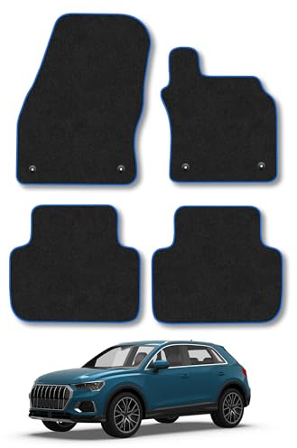 Audi Q3 (2018-2025) Carpet Car Mats | Blue Edge Trim Tailored Fit Floor Mats Full Coverage Protection Accessories Easy Clean Anti Slip Made in the UK