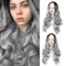 FENYW Perücke Halloween Damen, 70cm Ombre Silber Grau Lang Lockig, Perücke Frauen Kostüm, Karneval Perücke Grau, Lange Graue Ombré Perücke für Halloween Karneval Cosplay Kostüm Party Mottoparty