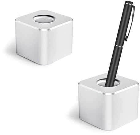 Betinyar 2 Stück Stifthalter, einzelner Stifthalter, Stiftehalter Basis für Schreibtisch, Stift-Organizer, Schreibtischzubehör, Zahnbürstenständer für Büro, Zuhause (Silber)