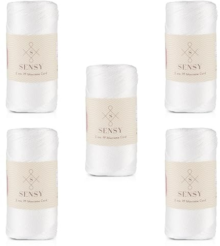 S Sensy - Weiß 2MM Premium Polypropylen Makramee-Kordel 5 Stück, 200g, 230m