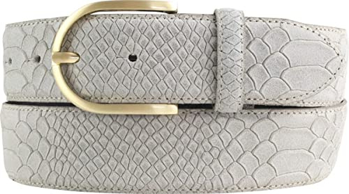 BELTINGER Damen-Gürtel mit Pythonprägung 4 cm | Leder-Gürtel für Damen 40mm Schlangen-Optik | Schlangen-Muster mit goldener Gürtelschließe