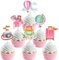 Kreatwow Travel Party Cupcake Toppers 24pcs Pink Let the Adventure Begin Cupcake Picks Travel Theme Birthday Party Supply Travel Around The World Cupcake Decorations for Bon Voyage Adventure Birthday