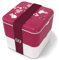 MONBENTO - Bento Box Erwachsene MB Square graphic Magnolia Made in France - Brotdose mit 2 Fächern Luftdichten - Lunchbox Perfekt für Büro/Meal Prep/Picknick - BPA Frei - Lebensmittelecht