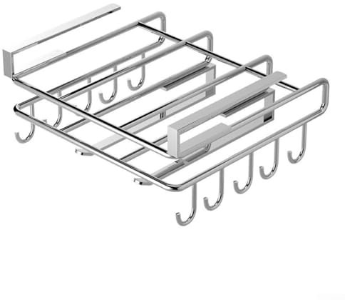 ZYWUOY Soporte de pared para ollas, soporte para tabla de cortar con ganchos para almacenamiento de trapos de cubierta de ollas (plateado)
