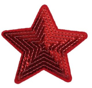 Wisafory 20 Stück Stern Patches Pailletten Appliques Bestickter Aufnäher Aufbügeln Flicken Applikation Bügelbild Stickerei Herzen Patches für Kleidung Hüte Taschen Schuhe Rot-Stern