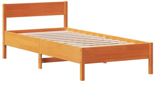 vidaXL Massivholzbett ohne Matratze Wachsbraun 100x200 Kiefernholz