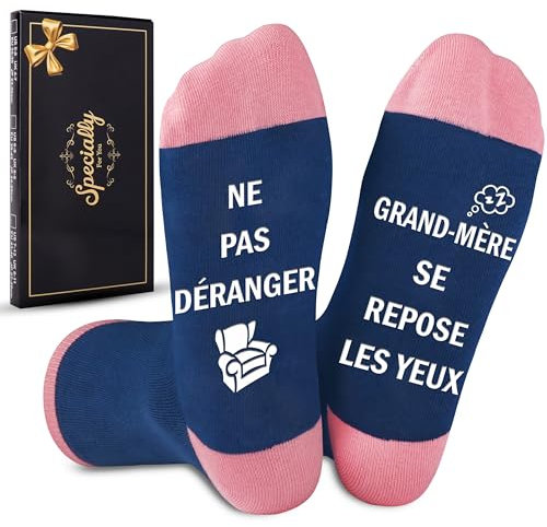 Merclix Chaussette Mamie 39-42 Idee Cadeau Grand Mere Anniversaire Cadeau Mamie Original Cadeau pour Mamie Cadeau Mamie Noel Cadeau Fete des Grand Mere