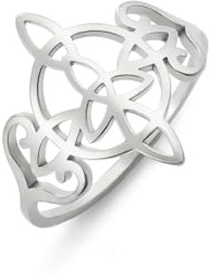 kkjoy Hexen Knoten Ring Edelstahl Magischer Knoten Heidentum Wicca Symbole Ring Keltischer Dreiecksknoten Hexerei Amulett für Frauen Charmante Damen