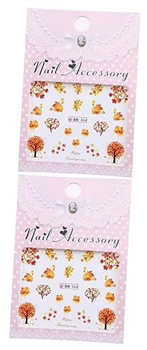 Healvian 20sheets Nail Art Stickers Thanksgiving Theme Women Girls Nail Sticker Strip