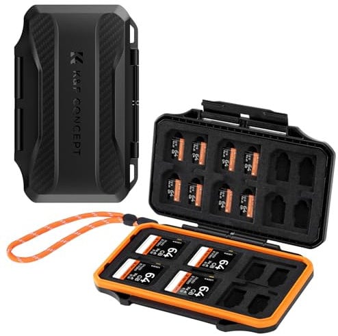 K&F Concept Schutzhülle mit 36 Kartenfächern für 12 SD Karte, 24 Micro SD Speicherkarten, wasserfest und stoßfest, für 24 Micro SD SDXC SDHC TF Karten und 12 SD SDXC SDHC Karten