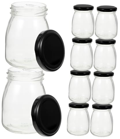 Amosfun 10 Pièces Bouteille En Verre Bocal De Fermeture De Céréales Maison Pots De Sucre Candi Récipients Avec Couvercles Récipient à Sucre Mini Pots De Miel Pot De Yaourt Un Verre