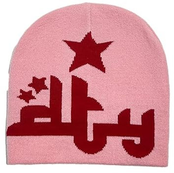 Jiqoe Chapeaux et casquettes pour femme, unisexe, bonnet tricoté Y2K, doux, chaud, coupe-vent et confortable pour tous les âges, rose, S/L