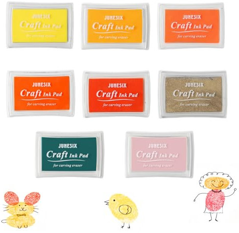 8 Stück Stempelkissen Bunt,Stempelkissen Kinder,Abwaschbar Fingerfarben Kinder Ungiftig 7,5 x 5,5 cm für Handwerk Stempelkissen,DIY für Stempel Karte,Geschenk für Kinder(8 Farben)