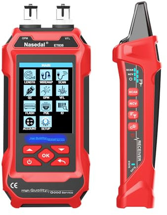 Network Cable Tester Wire Tracker Tone Generator Ethernet Tester Multimetro VFL 3 in 1 RJ45 CAT5 CAT6 CAT7 CAT8 RJ11 Tone BNC Tester PoE Test Cable Length (ET835)