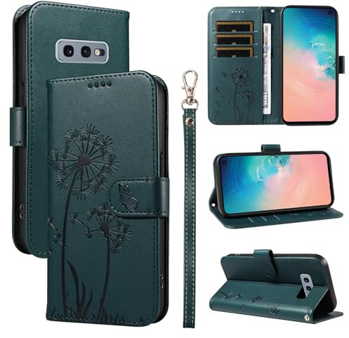 Bravoday Handyhülle für Samsung Galaxy S10e Hülle, Premium PU Lederhülle Klappbar Tasche Klapphülle mit Magnet Kartenfach Standfunktion Schutzhülle für Galaxy S10e, Dunkelgrün
