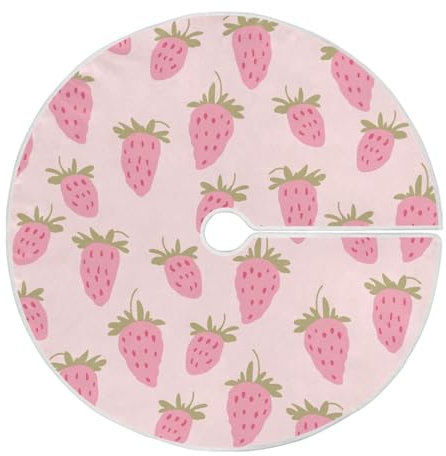 Tappeto Albero di Natale Strawberry Pattern Gonna Base Tappetino Copertura Protezion Tappetino per Albero di Natale Decorazioni Copri Base Albero Natale per Natale Capodanno Festa L