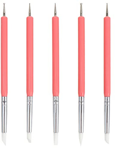FRCOLOR Lot de 5 stylos à double embout pour nail art, outils de pointillage en silicone, pour salon de beauté à domicile