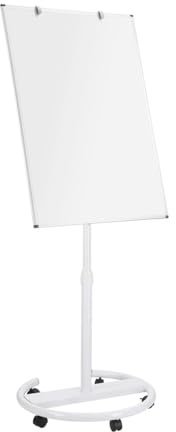 Spacetronik Flipchart 70x100 cm, Mobiles Whiteboard auf Rollen, Magnetisch, Trocken Abwischbar, Höhenverstellbar, Neigbar, Stabile Konstruktion für Büro & Schule