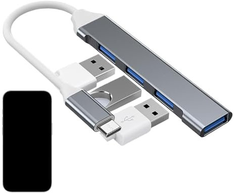 Hub de datos portátil de 4 puertos USB 3.0 con alta velocidad de transmisión | Adaptador USB compacto y resistente para escritorio, ordenador portátil, reproductor flash, disco duro externo, consola