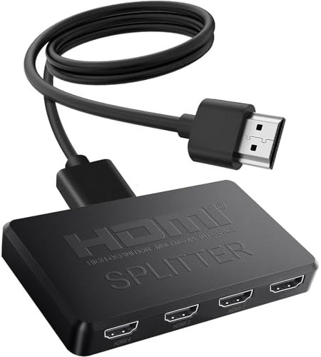 Splitter HDMI 1 in 4 Out 4K con sincronizzazione audio, Hub Splitter per Dual Monitor Mirror Display Laptop per MacBook PC Desktop, Adattatore Dual HDMI per 4 Monitor Display Multi-Screen