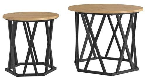 vidaXL Stylischer runder Couchtisch in Artisan Eiche Kompakt Innenraum Möbel zum Servieren und Ausstellen Langlebiges Massivholz mit mattem Finish Modernes Wohnzimmer Akzent