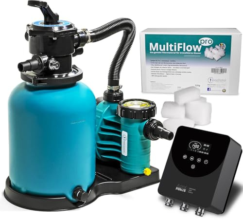 POOL Total Sandfilteranlage Brillant Ø 300 inkl. Vario+ II Frequenzregler - Zeitschaltuhr - Selbstansaugende AquaPlus 6 Filterpumpe - Filterkessel - MultiFlow - 6-Wege Top-Mount Rückspülventil