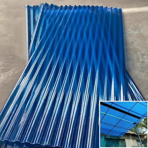 RYZQWE Wellplatte Dachblech für Carport,5 Stück Wellplatten,Gewächshausplatten,Transparente Wellplatte 2mm,Wärmeisolierung Dachplatten, Dachblech für Gerätehaus,Wetterfest Dachpaneele(Blauw,0.9x1.6m)