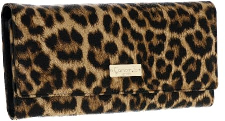 Camomilla Damen Geldbörse, mit Klappe, Kunstleder, Kollektion Isabel, Größe L, Farbe Leo-Schwarz