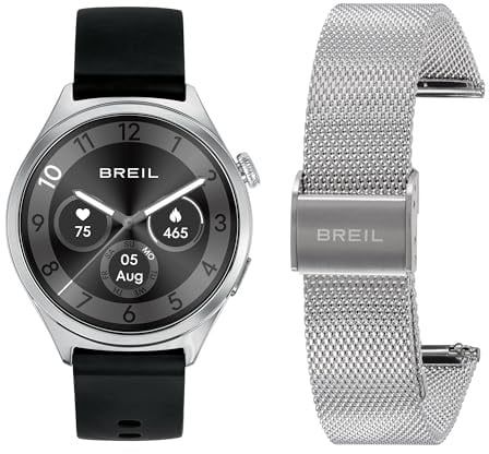 Breil, Collezione BC 3.9, Smartwatch Unisex con 2 Cinturini, in Silicone e in Acciaio Maglia Mesh, Resistente all'Acqua, Connettività Bluetooth, Ricarica Wireless, Cassa 39 mm in Lega di Zinco