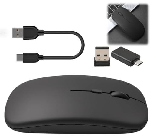 Paicreate Dual Mode Wireless Mouse Bluetooth 5.1 USB C for Laptop PC | Magic Mouse alternative, with USB C adapter, compatible MacBook Pro/Air, i-Pad, laptop and desktop PC