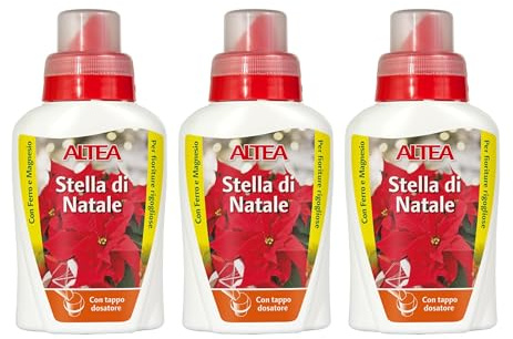 Tecnokit Concime Liquido Stelle Di Natale, Fertilizzante Specifico Per Poinsettie, Nutrimento Completo Per Foglie E Brattee Brillanti, Fioritura Prolungata, Flacone Da 300 ml, 3 Confezioni (900 ml)