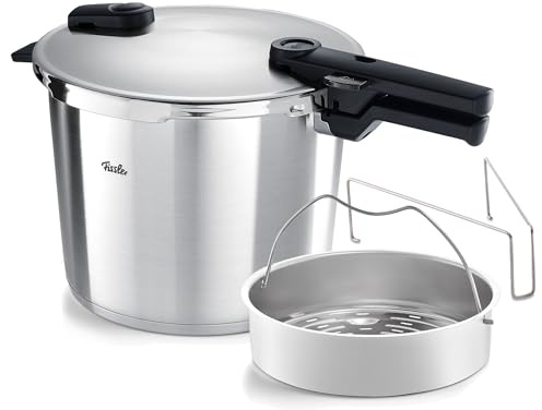 Fissler Vitaquick Premium Pressure Cooker, 10.6 Quart with Steamer Insert and Tripod