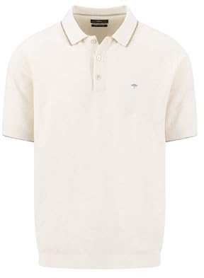 FYNCH-HATTON Strickpoloshirt aus Baumwoll-Leinen-Mix mit Kontrastkragen