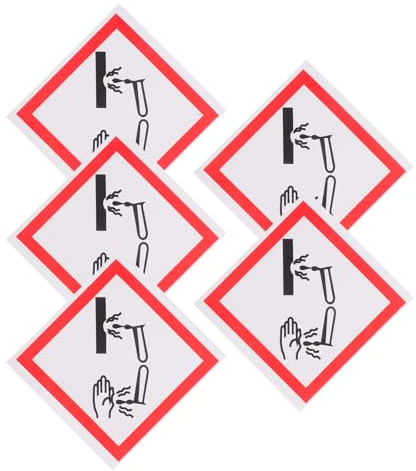 LALADEFIEE 5 Stück Warnschild Selbstklebend aus Papier Weiß für Gefahrgut und Chemische Stoffe zur Effektiven Chemischen Kennzeichnung und Arbeitssicherheit in Multinationalen Unternehmen