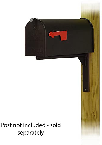 Special Lite Standard Steel Curbside Mailbox with Ashley Front Single Mailbox Mounting Bracket - TC-ASH-FS-1018-BLK